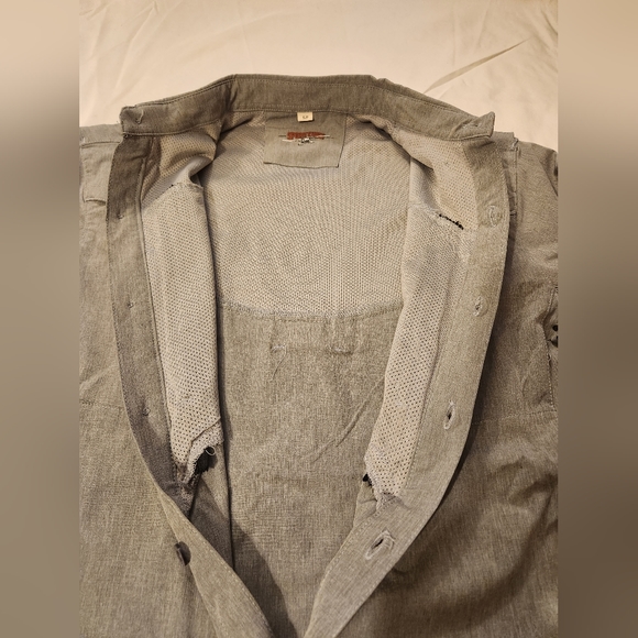 Sportchief Cyril men's small grey outdoors vented long-sleeved button-down shirt - Picture 6 of 8